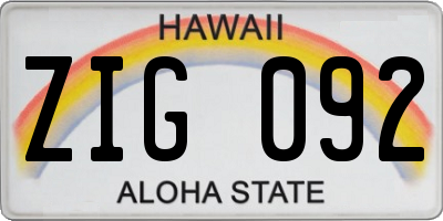 HI license plate ZIG092