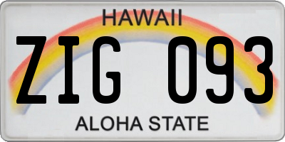 HI license plate ZIG093