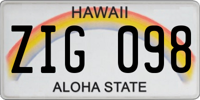 HI license plate ZIG098