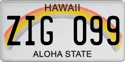 HI license plate ZIG099