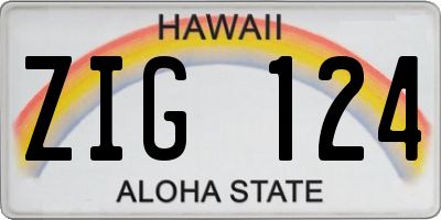 HI license plate ZIG124