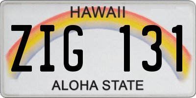 HI license plate ZIG131