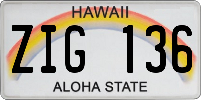 HI license plate ZIG136