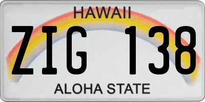 HI license plate ZIG138