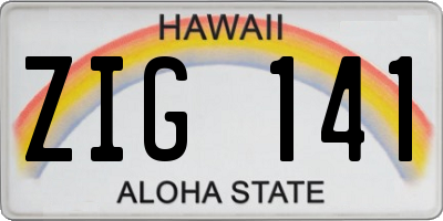 HI license plate ZIG141