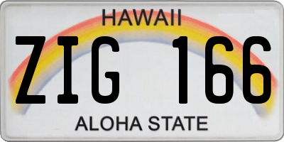 HI license plate ZIG166