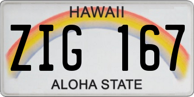 HI license plate ZIG167