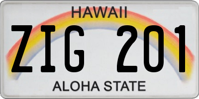 HI license plate ZIG201