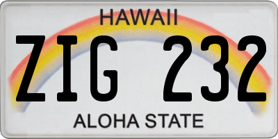 HI license plate ZIG232