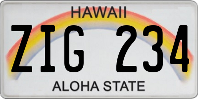 HI license plate ZIG234