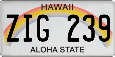 HI license plate ZIG239