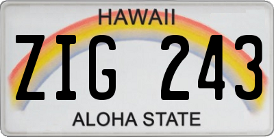HI license plate ZIG243