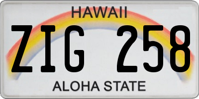 HI license plate ZIG258