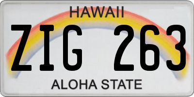 HI license plate ZIG263