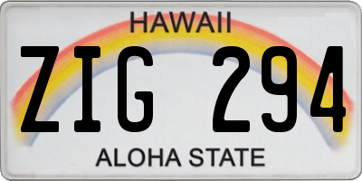HI license plate ZIG294