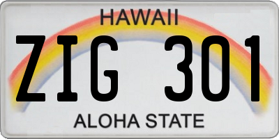 HI license plate ZIG301