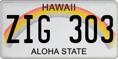 HI license plate ZIG303