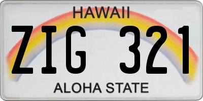 HI license plate ZIG321