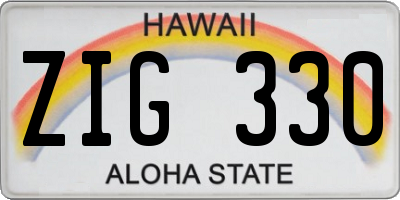 HI license plate ZIG330