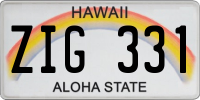 HI license plate ZIG331
