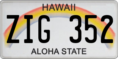 HI license plate ZIG352