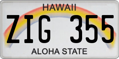 HI license plate ZIG355