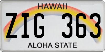 HI license plate ZIG363