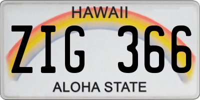 HI license plate ZIG366