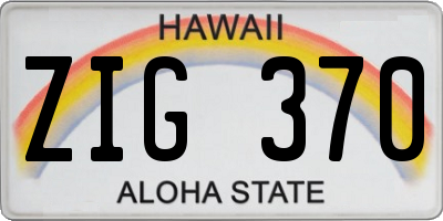 HI license plate ZIG370
