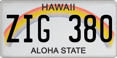 HI license plate ZIG380