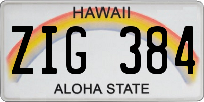 HI license plate ZIG384