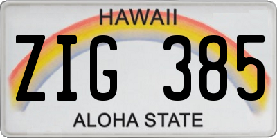 HI license plate ZIG385
