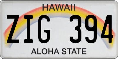 HI license plate ZIG394