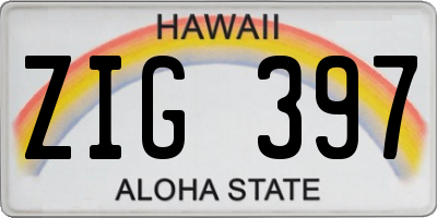 HI license plate ZIG397