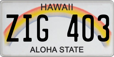 HI license plate ZIG403