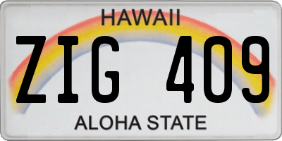 HI license plate ZIG409