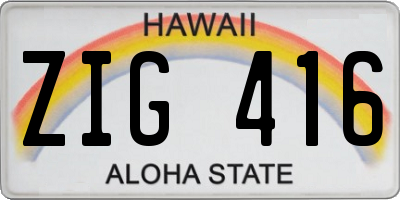 HI license plate ZIG416