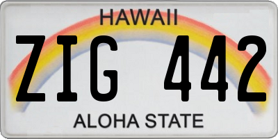 HI license plate ZIG442