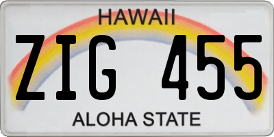 HI license plate ZIG455