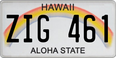 HI license plate ZIG461