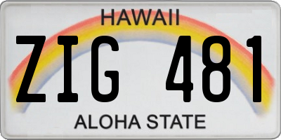 HI license plate ZIG481