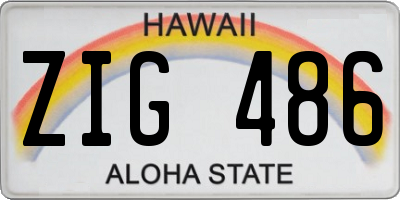 HI license plate ZIG486