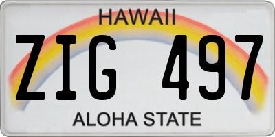 HI license plate ZIG497