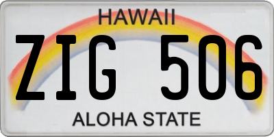 HI license plate ZIG506