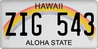 HI license plate ZIG543