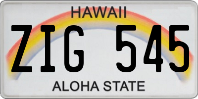HI license plate ZIG545