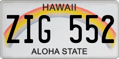 HI license plate ZIG552