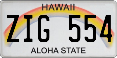 HI license plate ZIG554