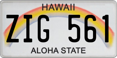 HI license plate ZIG561