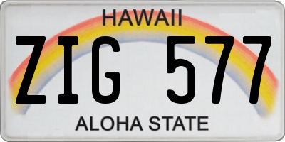 HI license plate ZIG577